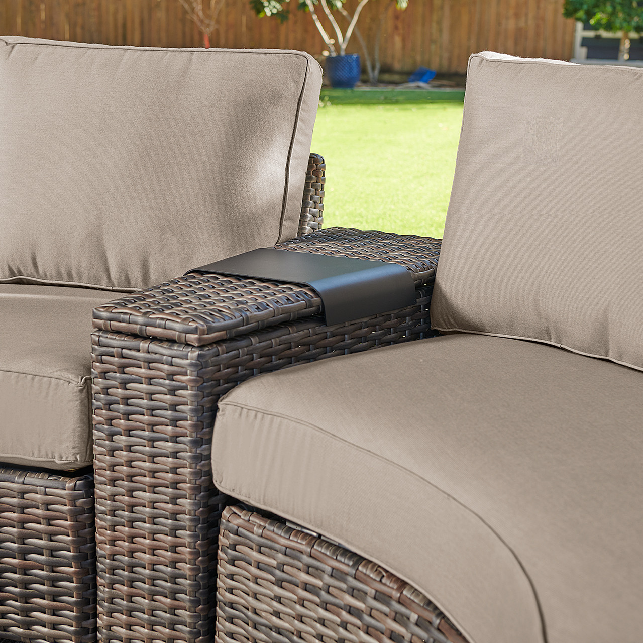 San Lucas Outdoor Wicker with Cushions 5 Piece Contour Sectional