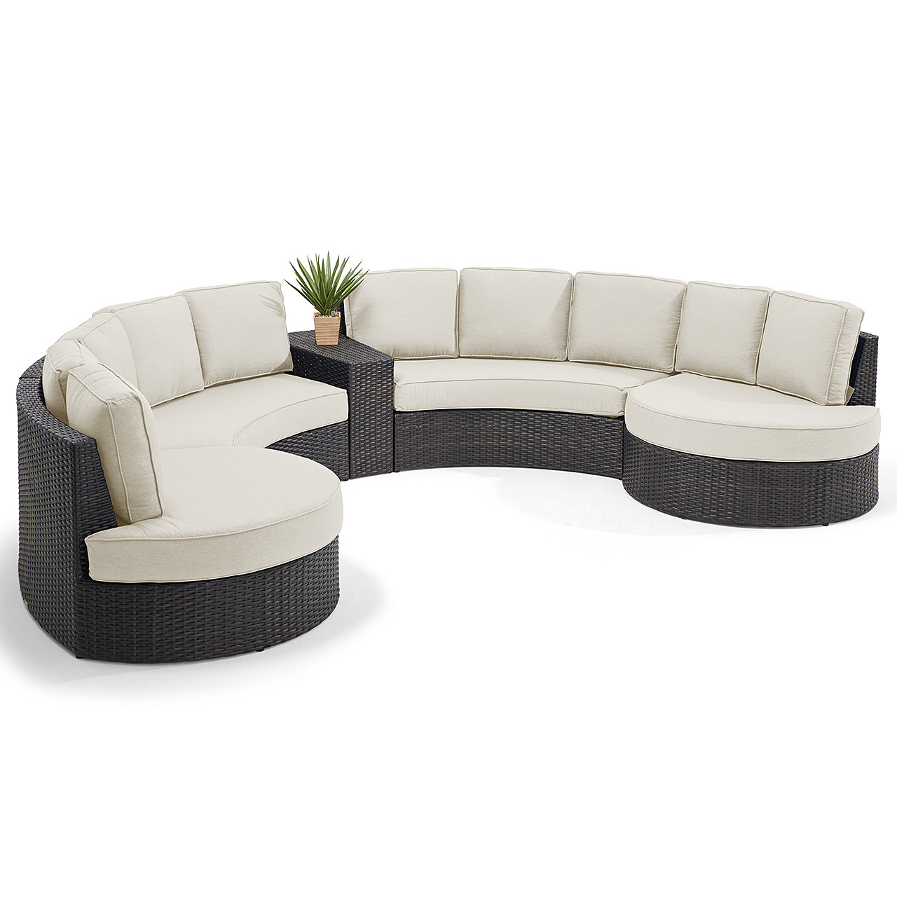 San Lucas Outdoor Wicker with Cushions 5 Piece Contour Sectional