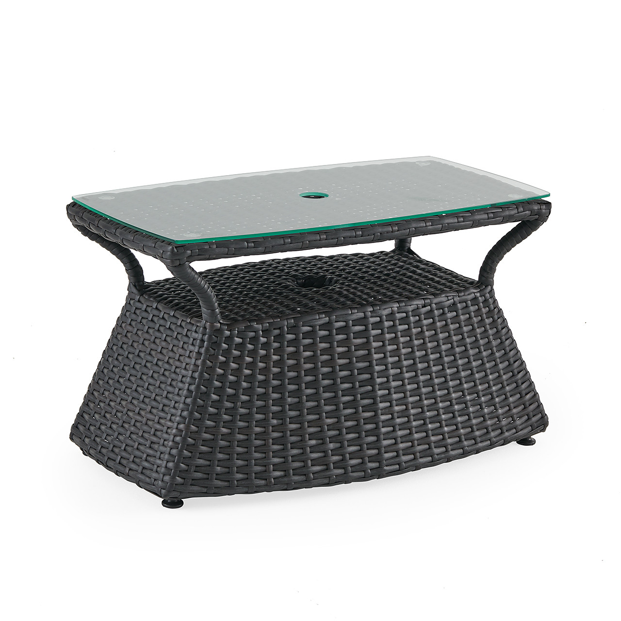 Terrace Dark Elm Outdoor Wicker 32 x 18 in. Umbrella Side Table