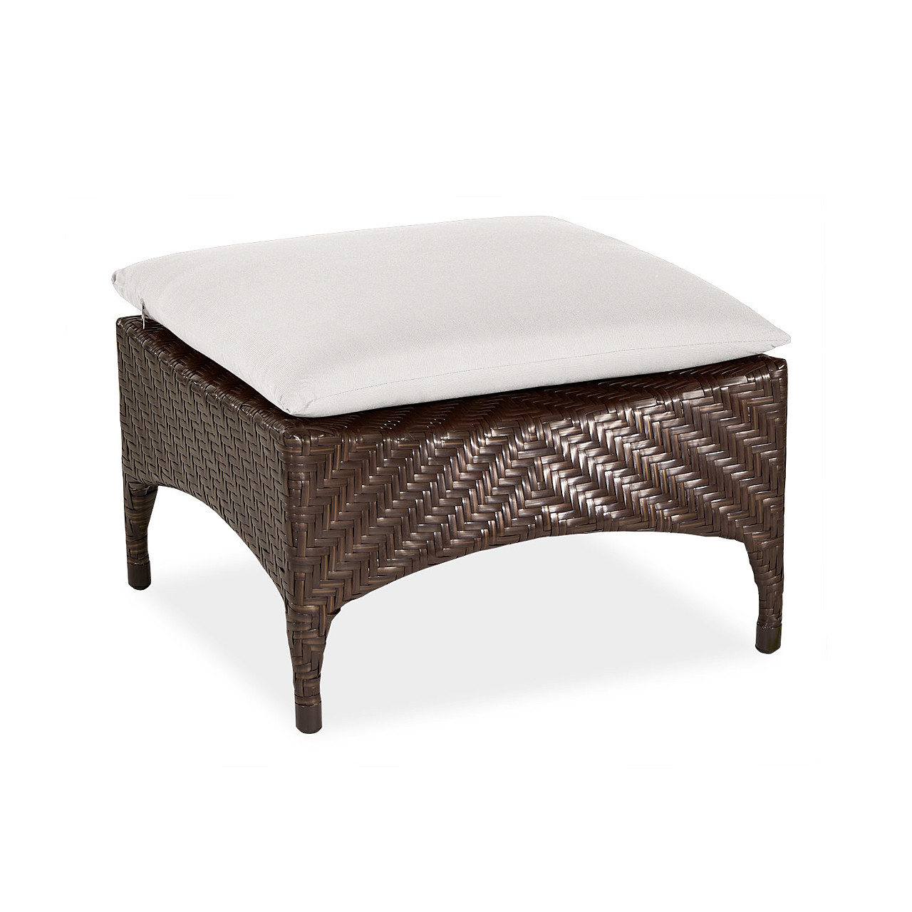 Martinique Java Brown Outdoor Herringbone Wicker with Cushion Ottoman