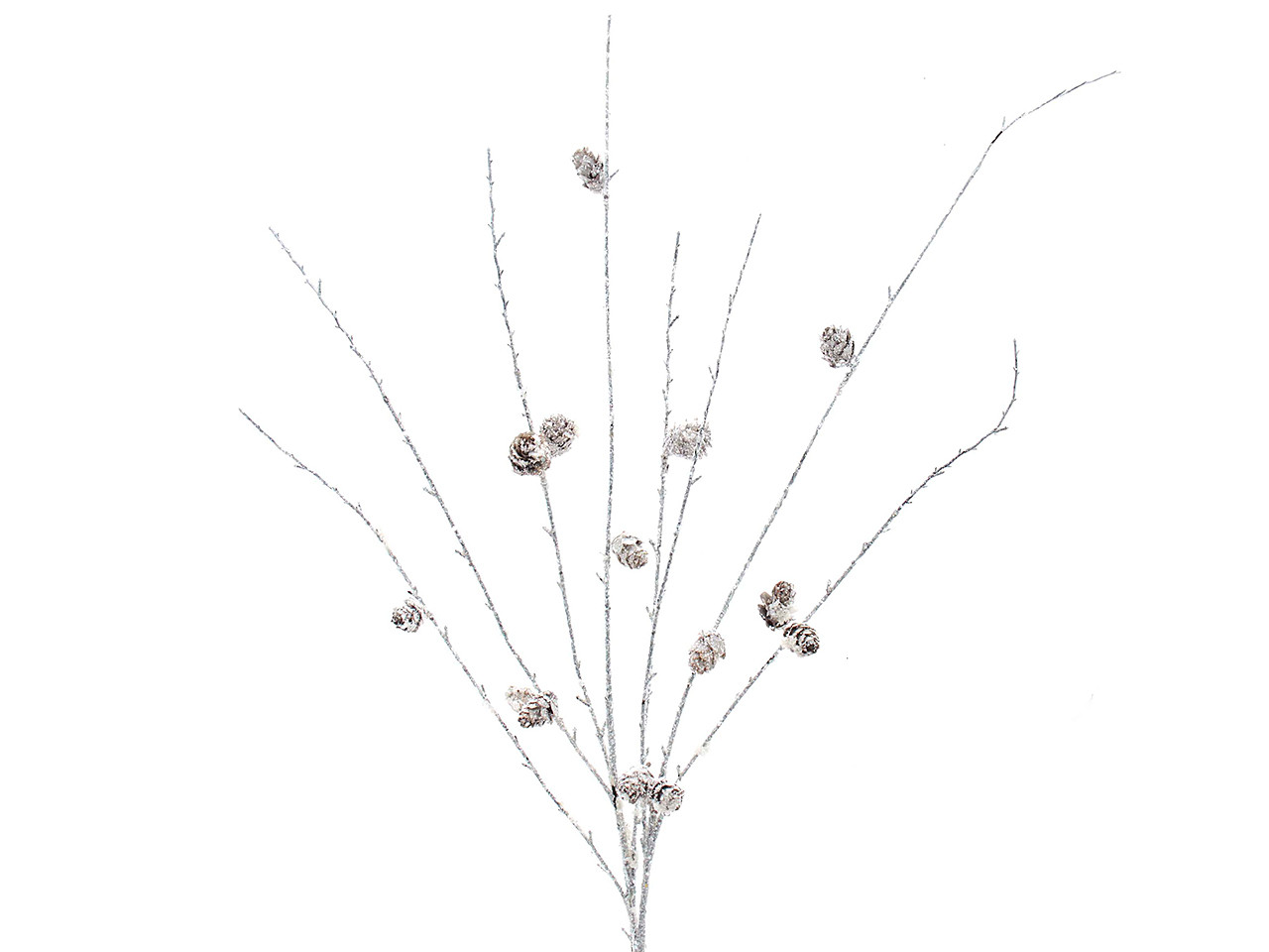 40 in. White Twig Christmas Spray with Cones