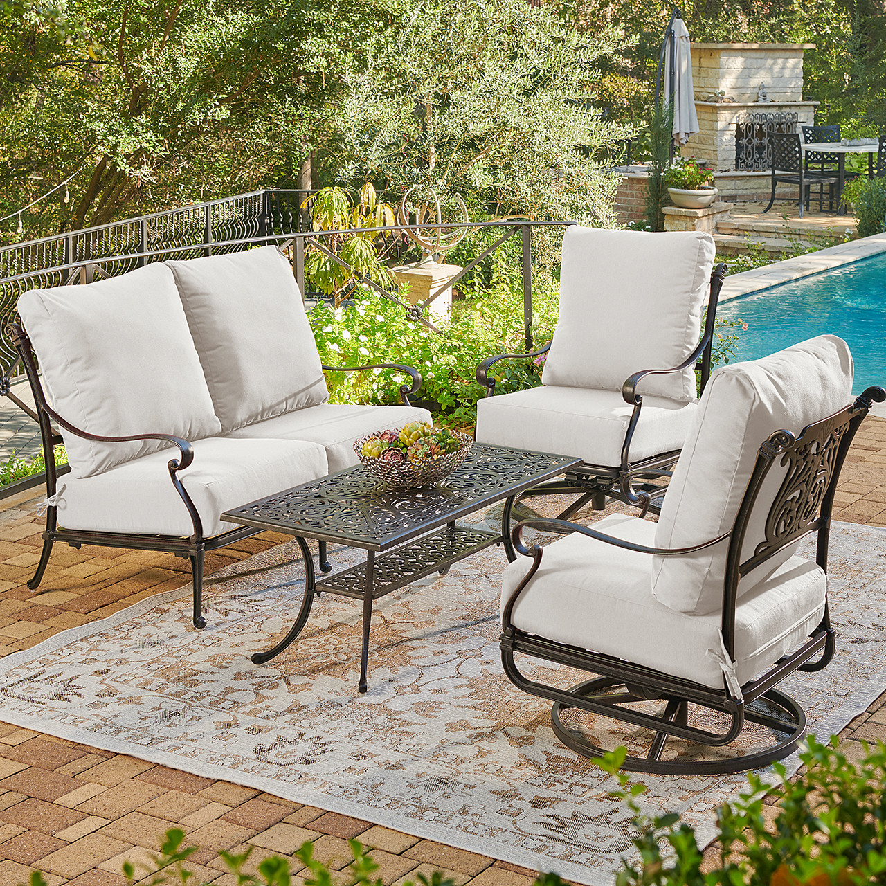 outdoor metal chair with cushion