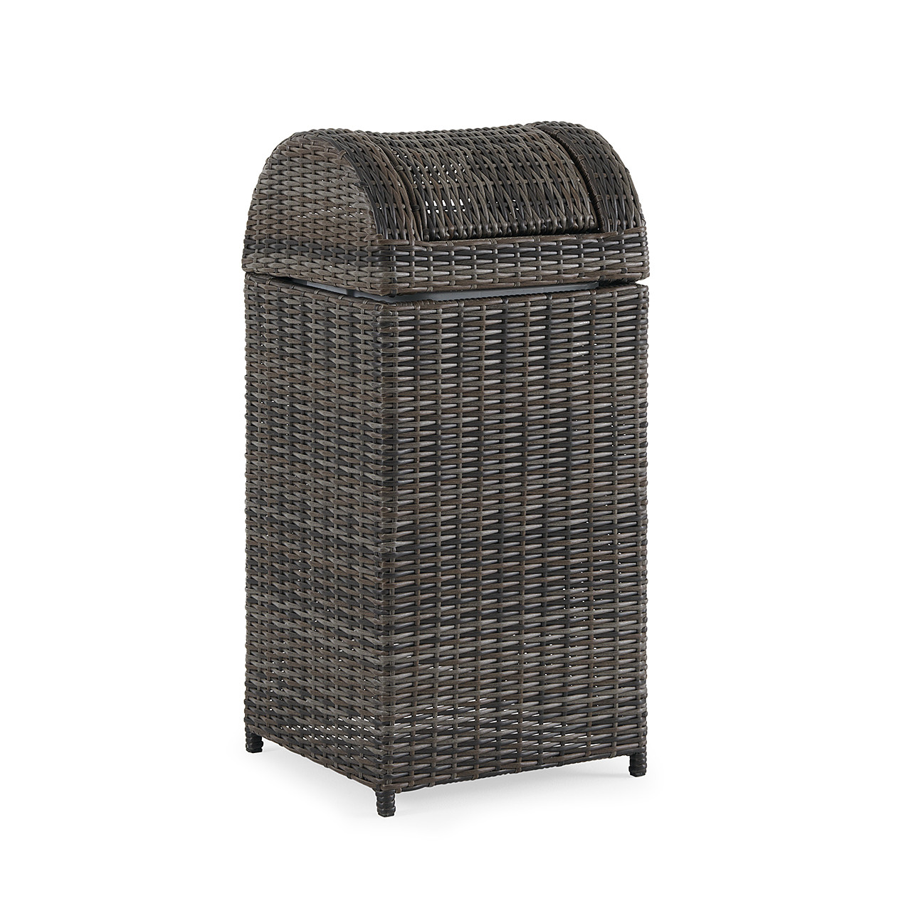 Venice Silver Oak Outdoor Wicker Trash Can with Insert - Fortunoff
