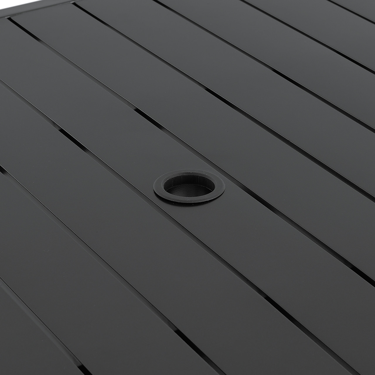 Ventura Textured Black Aluminum with Mica Pearl Sling 7 Piece Dining Set + 66 x 44 in. Table