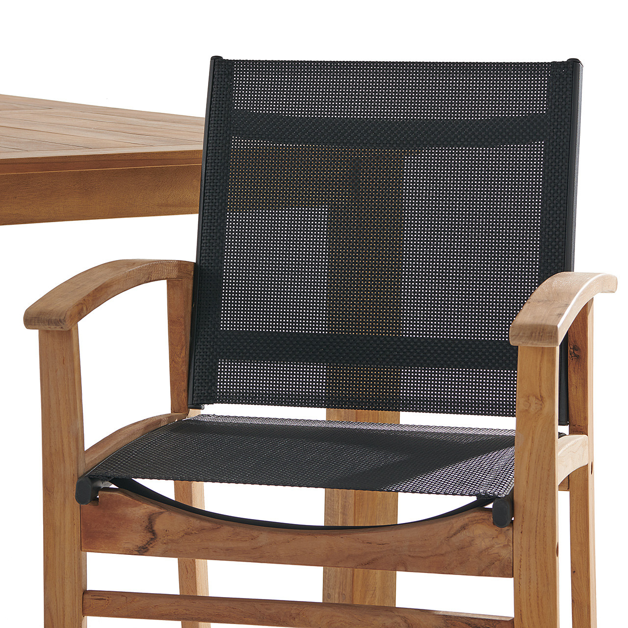 Sedona Teak with Black Sling 7 Piece Dining Set with 71 x 36 in
