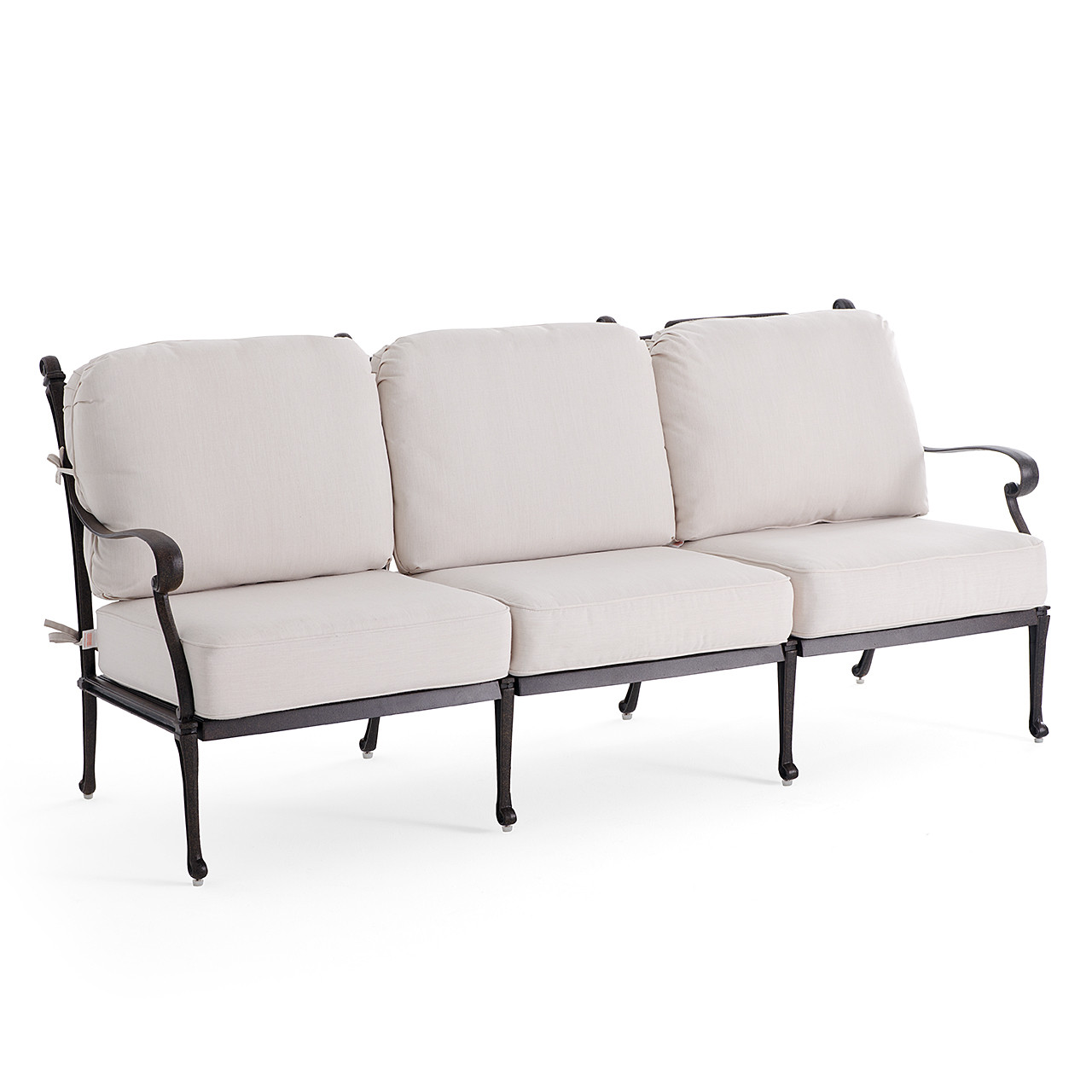 Naples Aged Bronze Cast Aluminum with Estate Cushions 4 Piece Sofa Group + Club Chairs + 45 x 24 in. Coffee Table
