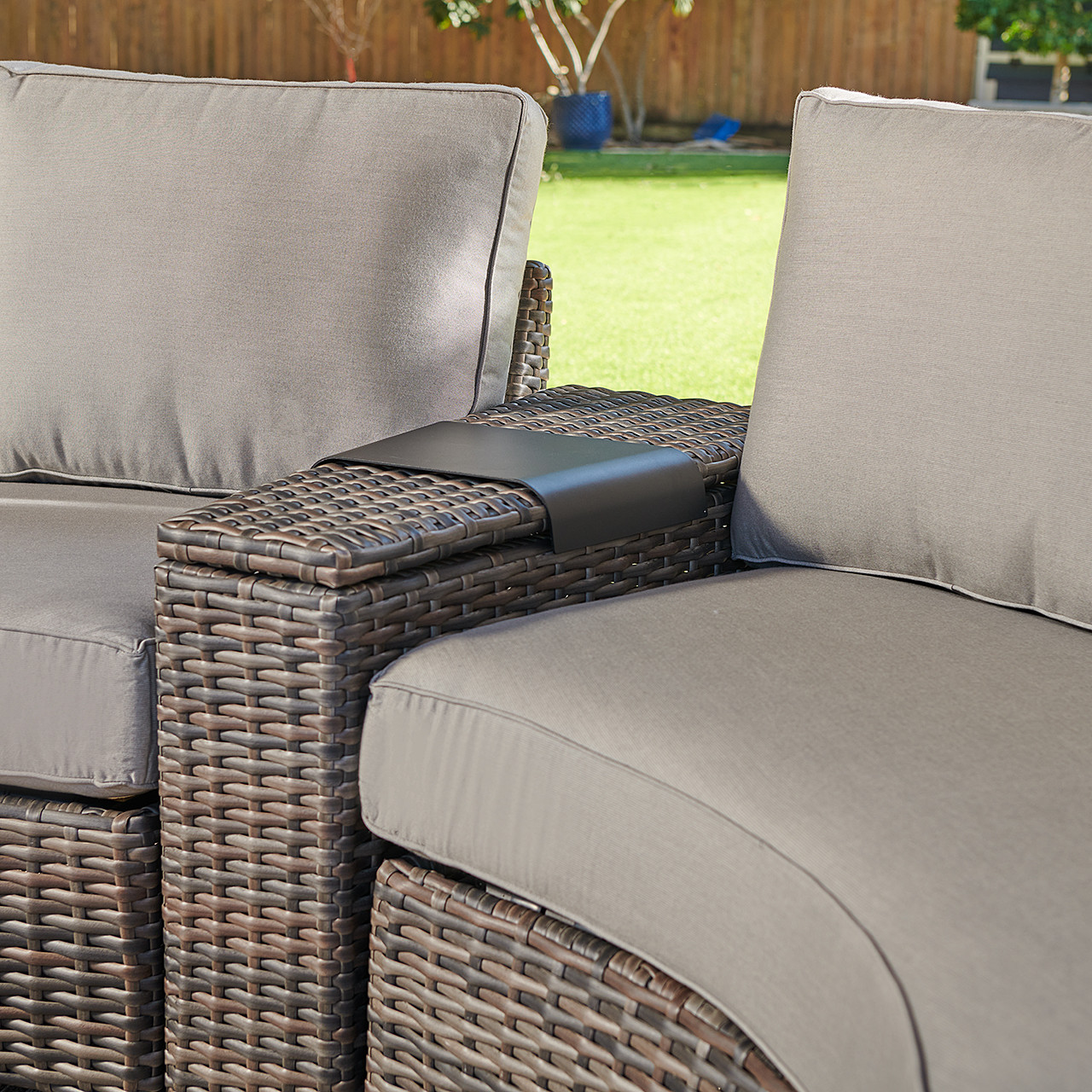 San Lucas Outdoor Wicker with Cushions 5 Piece Sofa Contour Sectional Group