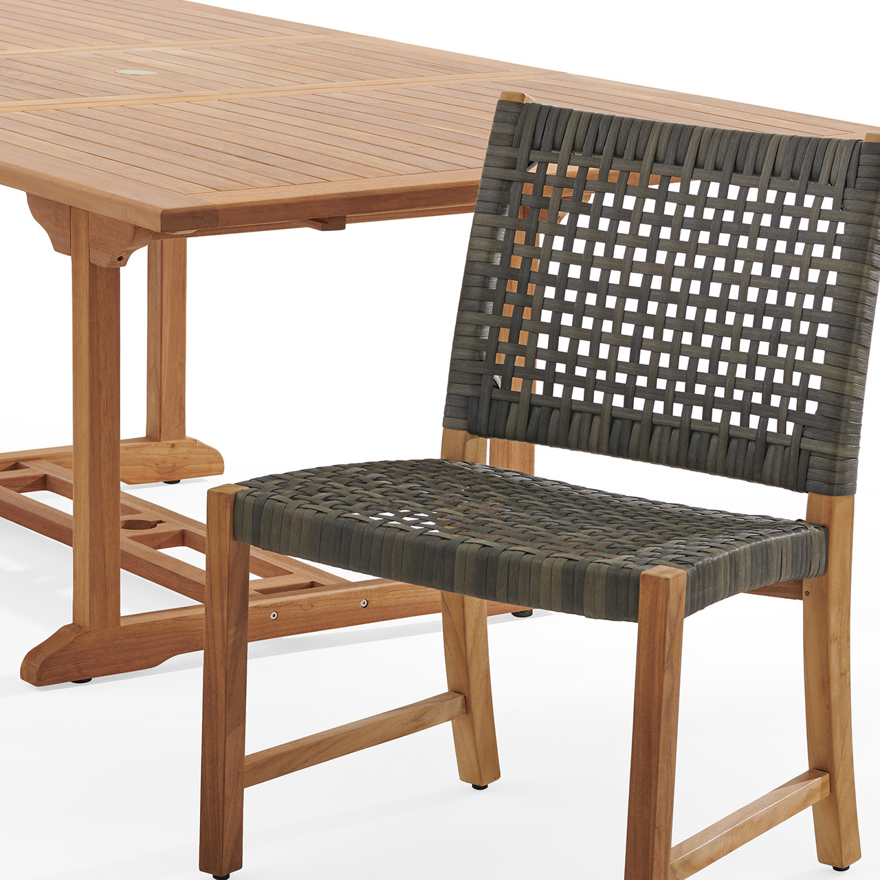 Hampton Driftwood Outdoor Wicker and Solid Teak 7 Piece Side