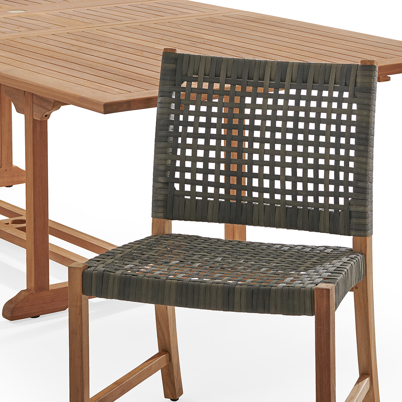 Hampton Driftwood Outdoor Wicker and Solid Teak 9 Piece Side