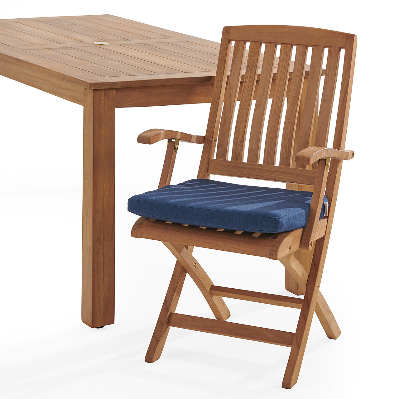 Westport Teak with Cushions 7 Piece Arm Dining Set + Oxford 71 x 36 in. Table