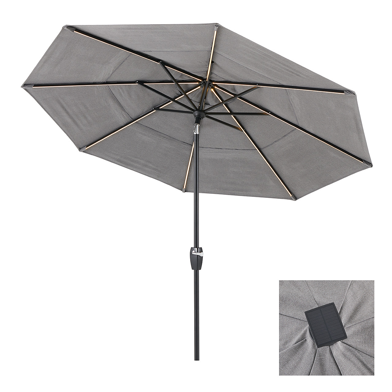 Tempo 9 ft. LED Solar Aluminum Market Umbrella