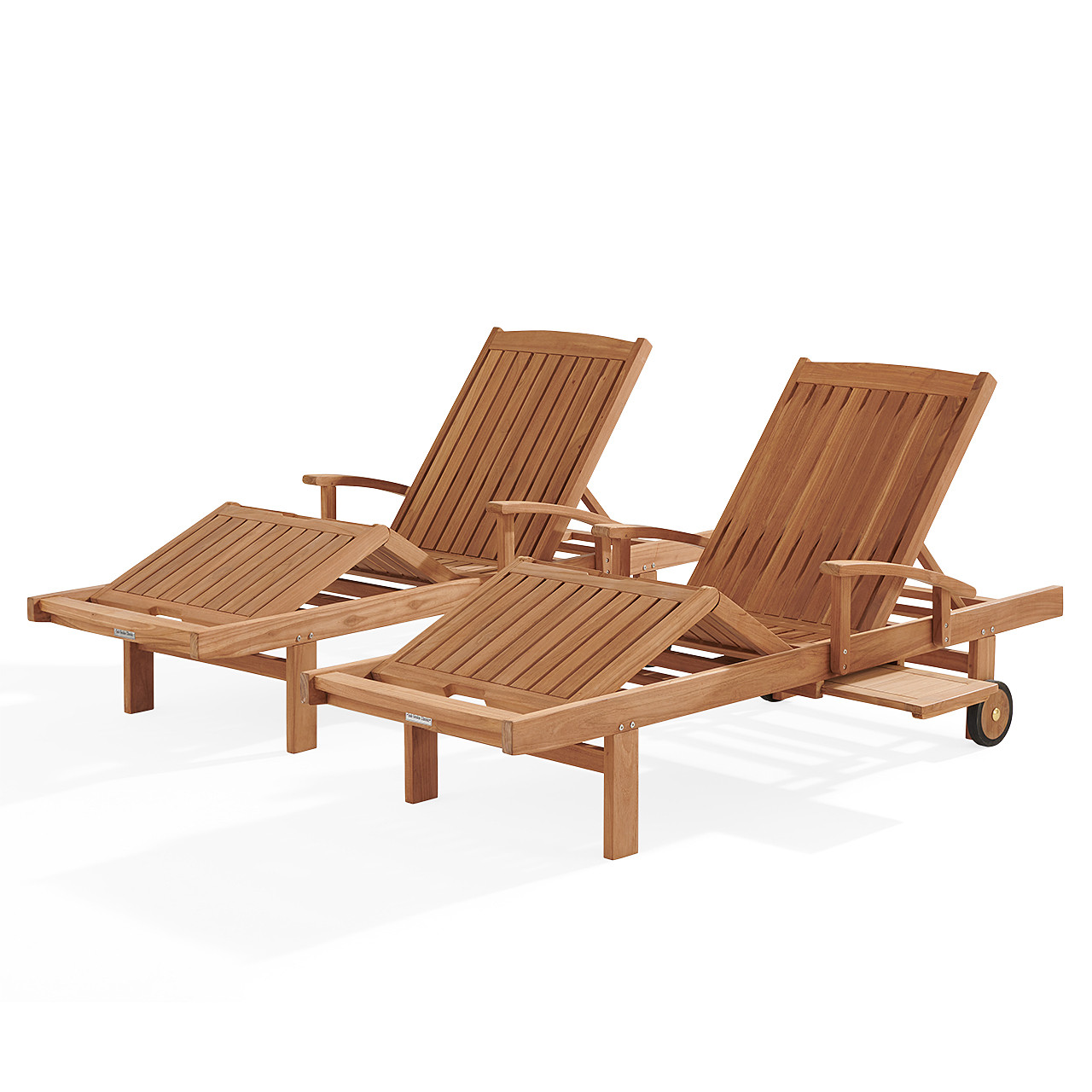 Eastchester Natural Stain Solid Teak With Cushions 2 Piece Chaise Lounge Set
