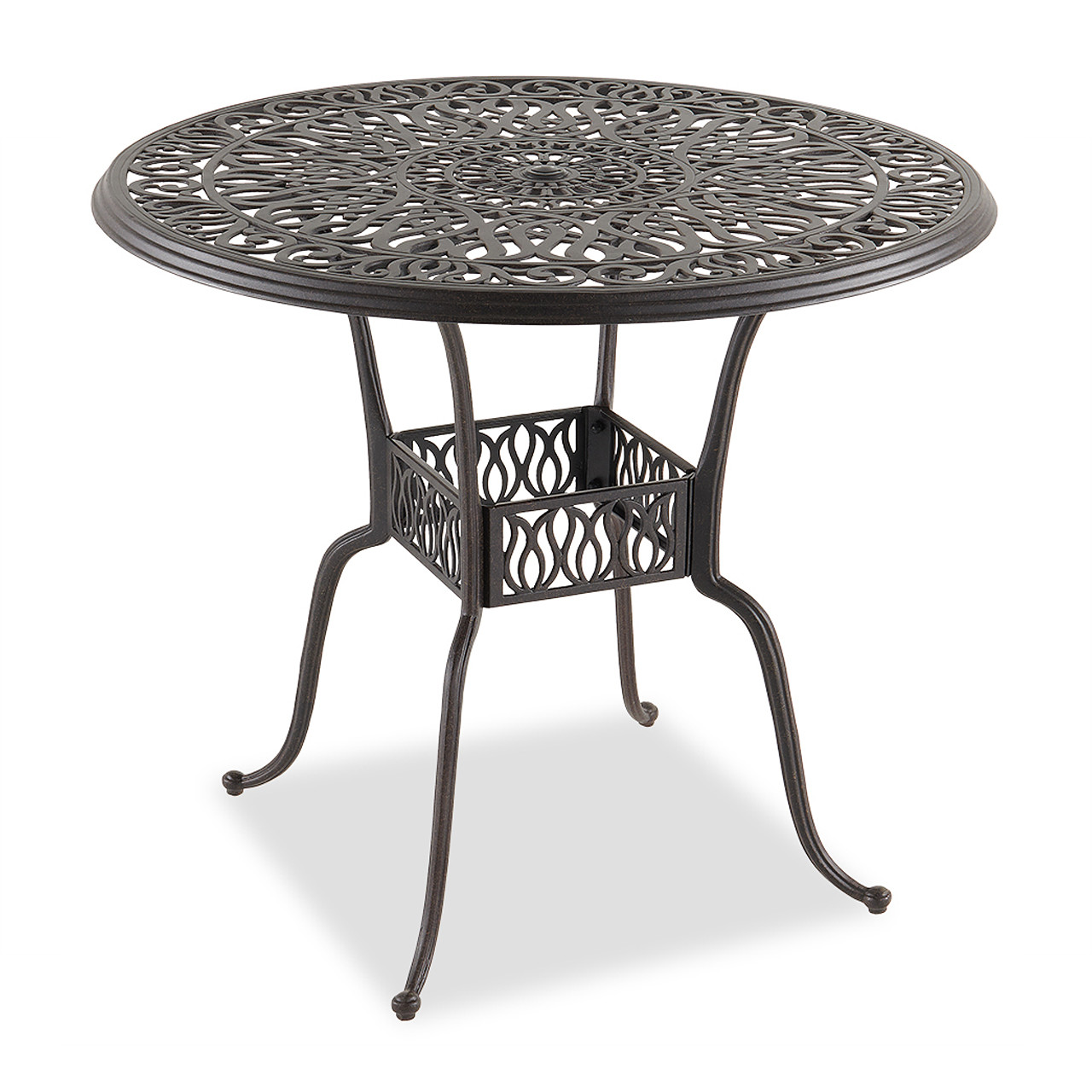 Cadiz Aged Bronze Cast Aluminum with Cushions 5 Piece Bar Set + 48 in. D Table -