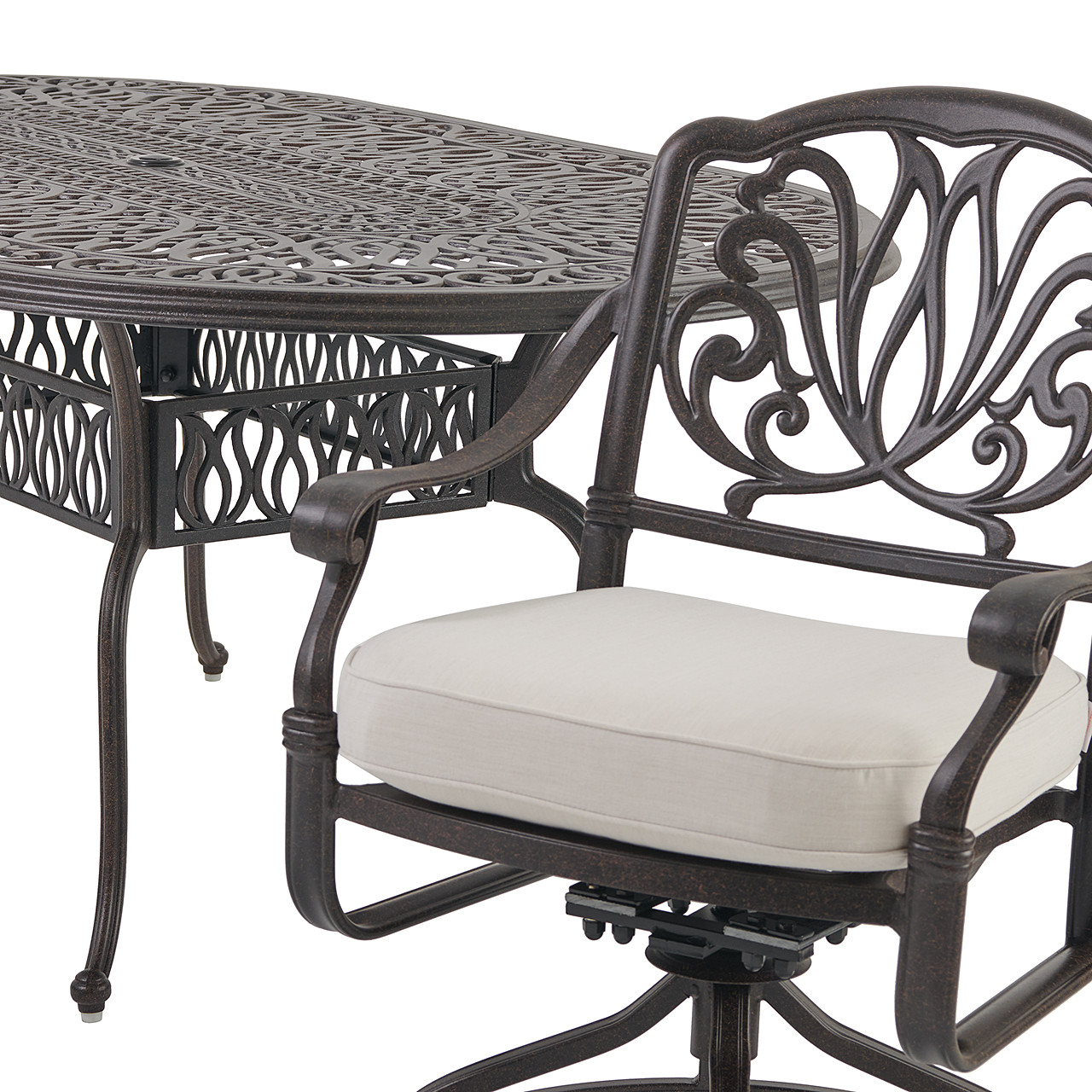 Cadiz Cast Aluminum with Cushions 7 Piece Swivel Dining Set + 72 x
