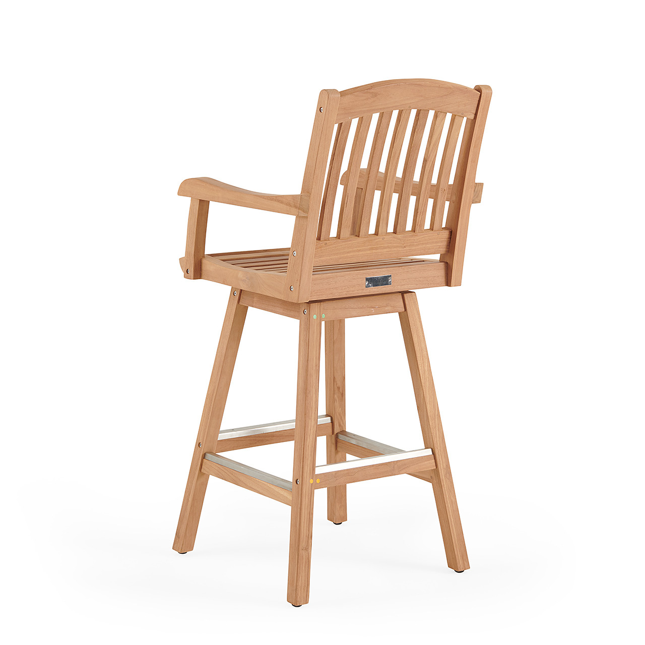 Eastchester Natural Stain Solid Teak Swivel Barstool - Fortunoff