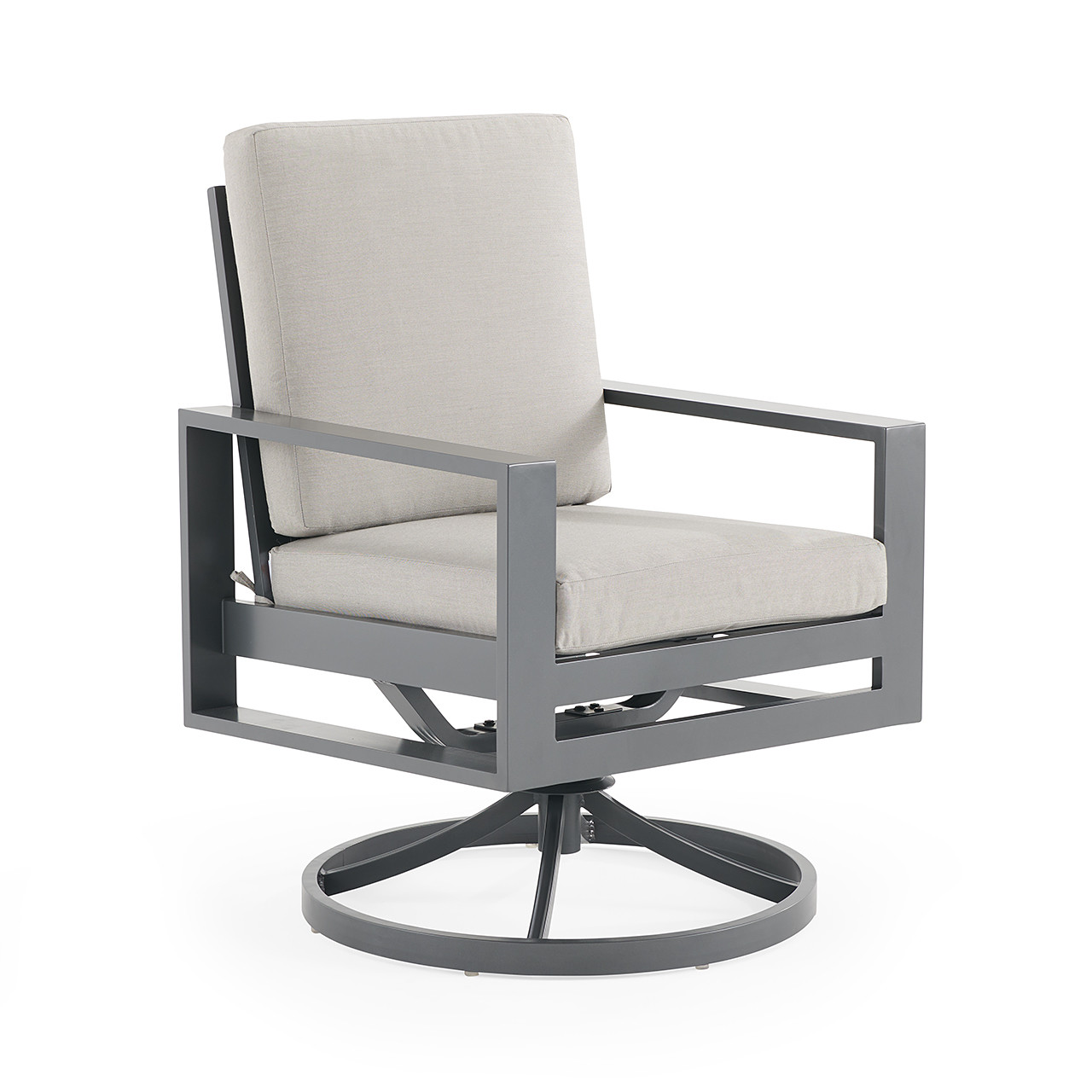 Soho Slate Grey Aluminum with Cushion Swivel Rocker - Fortunoff