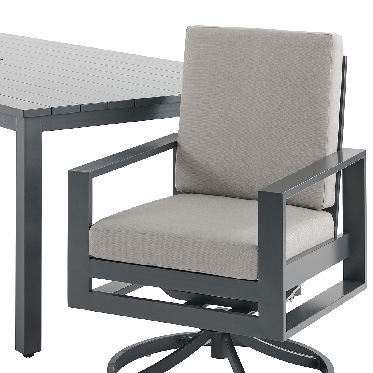Soho Slate Grey Aluminum with Cushions 7 Piece Combo Dining Set +