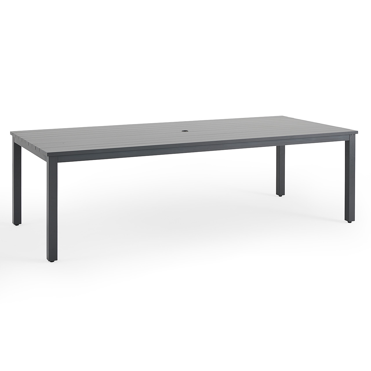 Soho Slate Grey Aluminum with Cushions 9 Piece Combo Dining Set + 100 x 44 in. Rect. Slat Top Table