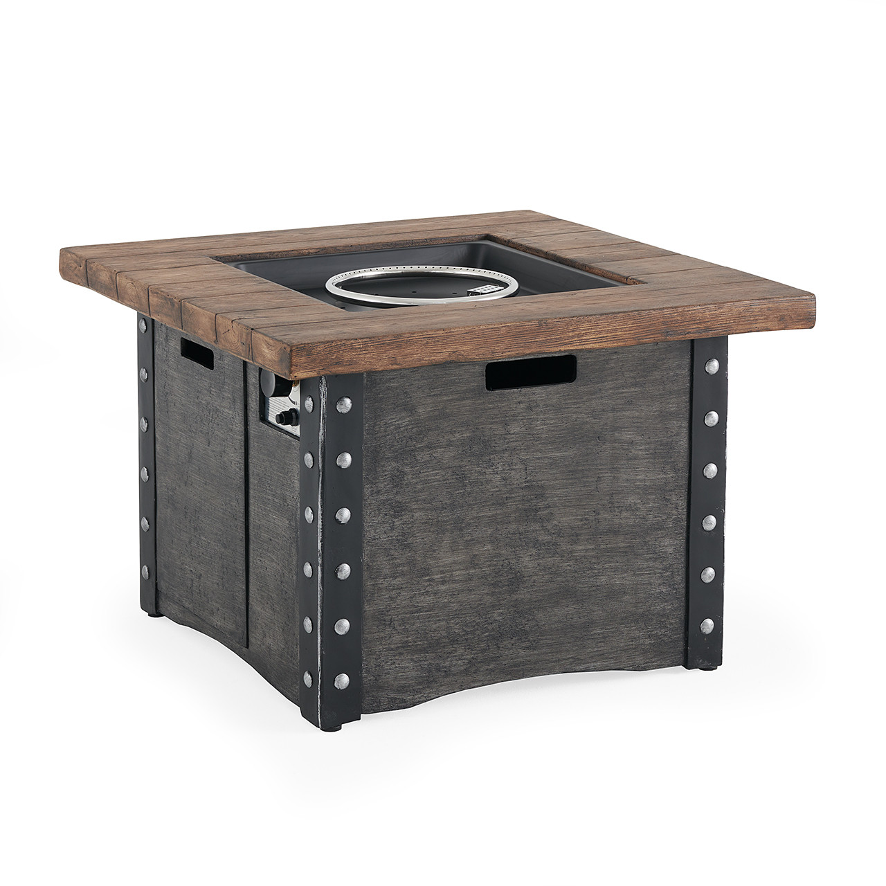 Terrafab Bronze Wood Look 34.5 in. Sq. Gas Fire Pit - Fortunoff