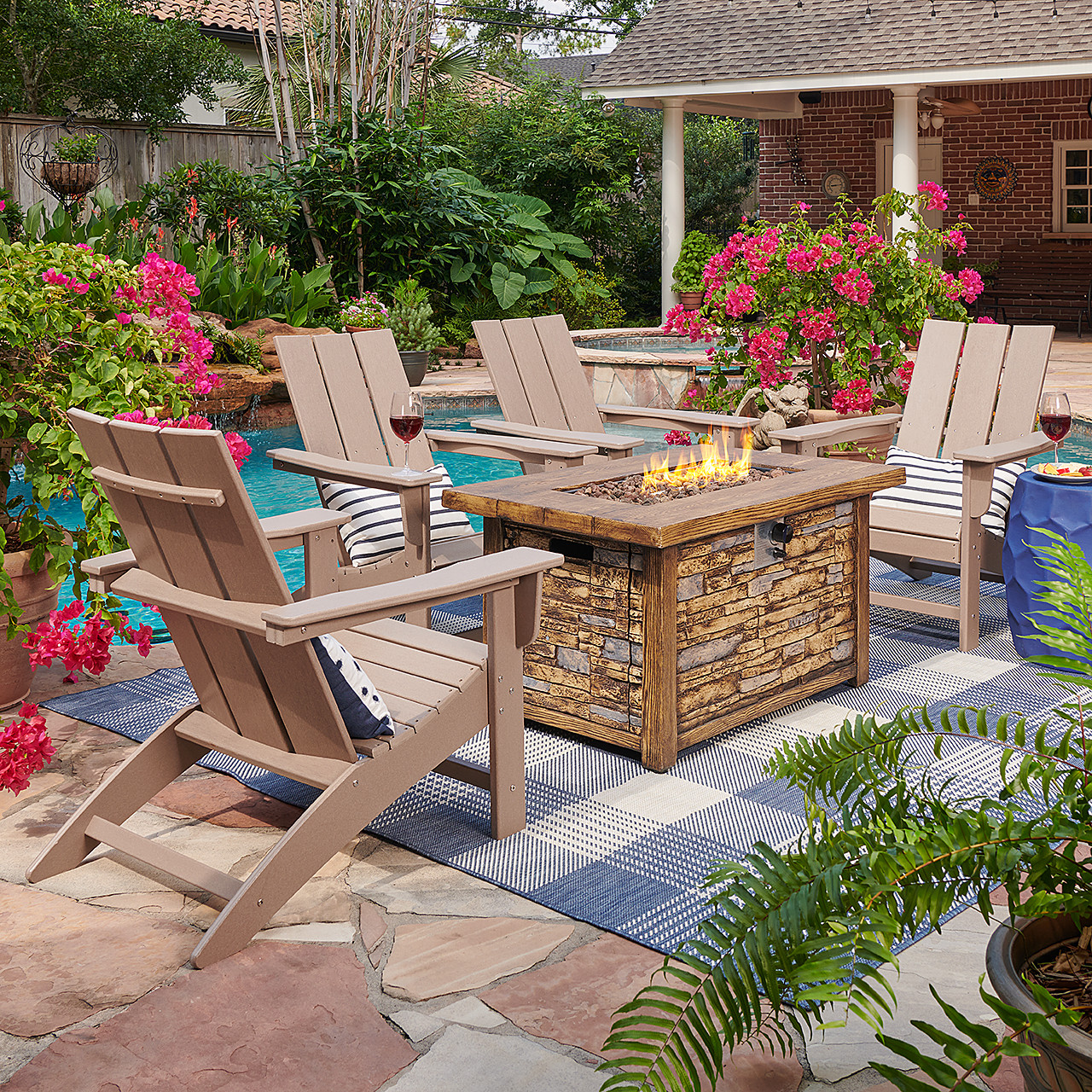 Adirondack Chairs Patio Furniture Around Fire Pit Outdoor Firepit