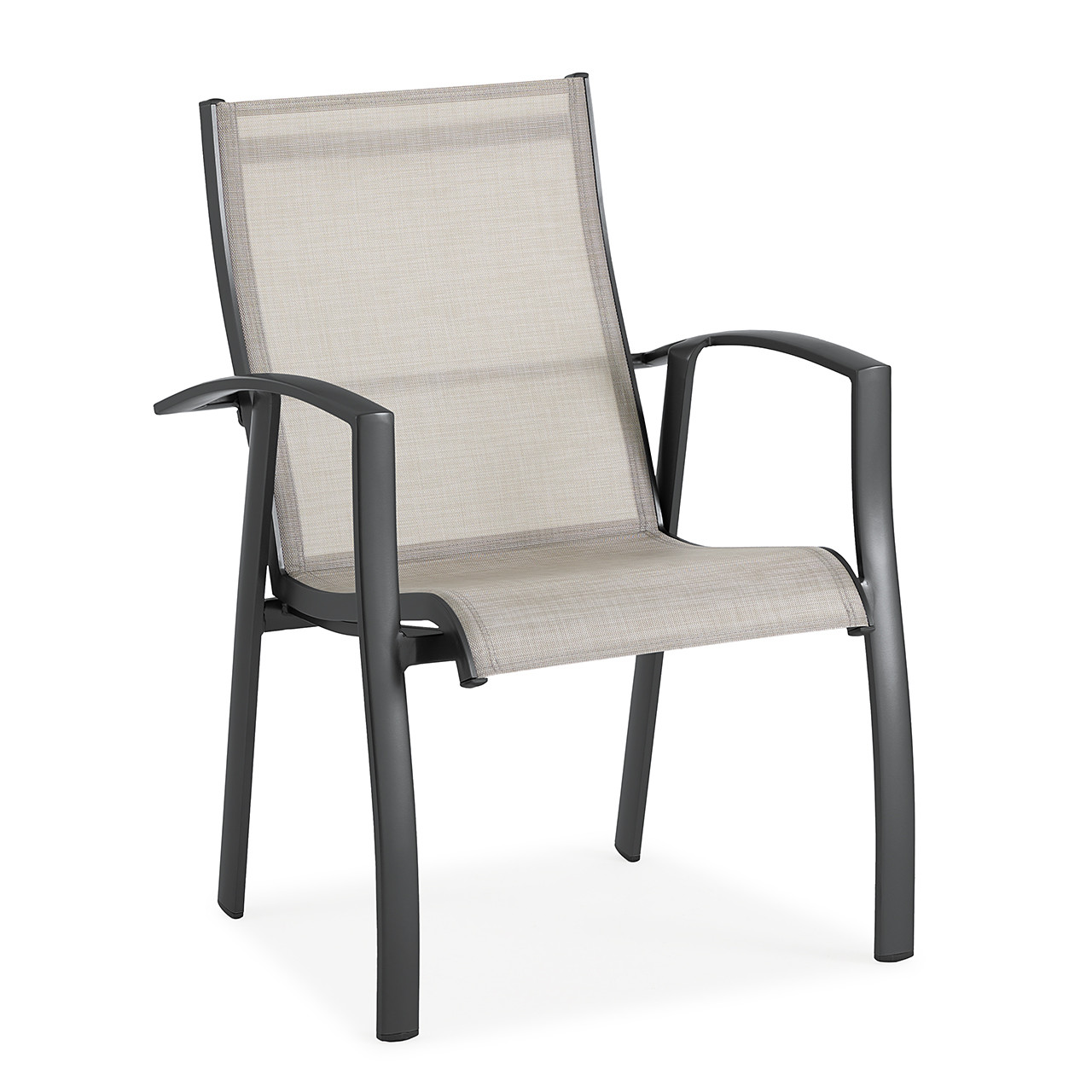 Ventura Textured Black Aluminum with Mica Pearl Sling 7 Piece Combo Dining Set + 66 x 44 in. Table