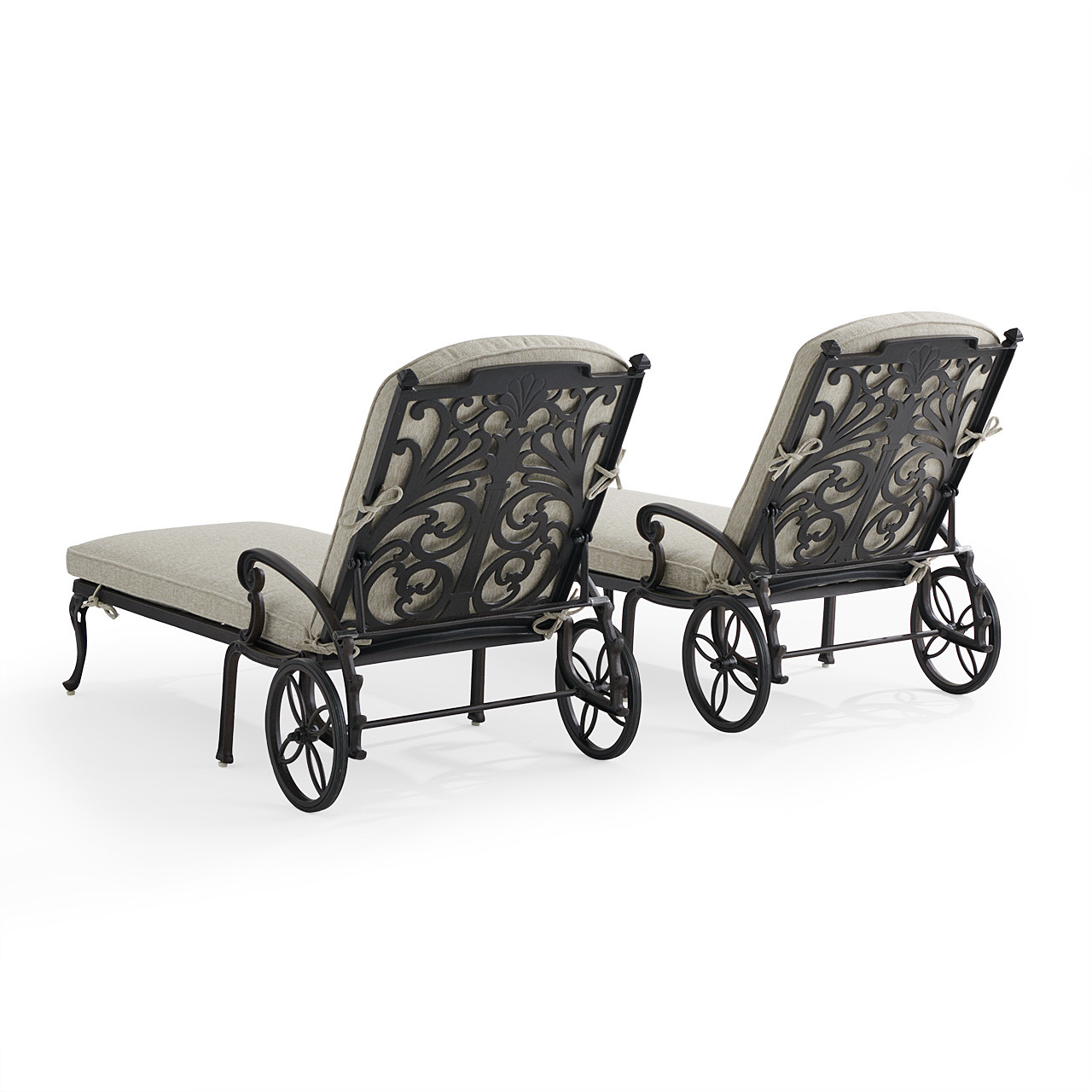 Naples Aged Bronze Cast Aluminum with Cushions 2 Piece Chaise Lounge Set