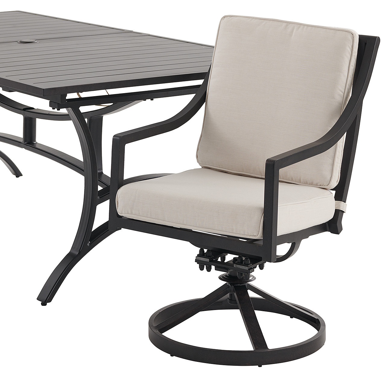 Hill Country Aged Bronze Aluminum and Cushion 9 Piece Combo Dining Set + 88-118 x 48 in. Extension Table