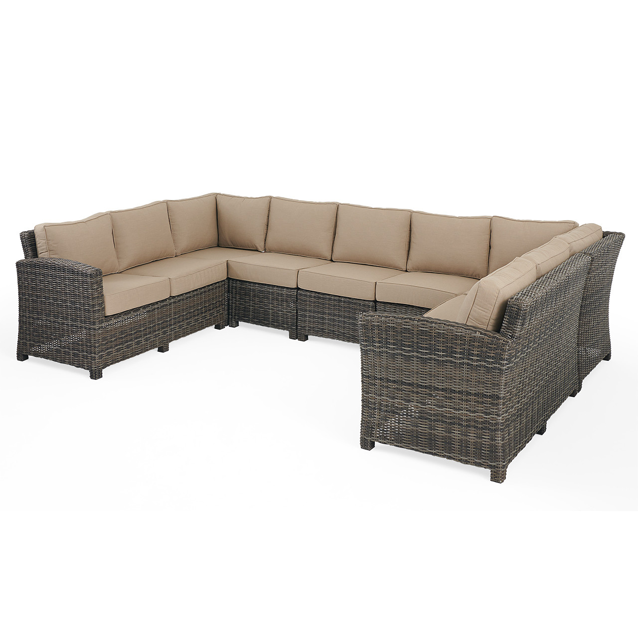 ウニコソファ Venice Silver Oak Outdoor Wicker with Cushions 7 Piece Sectional