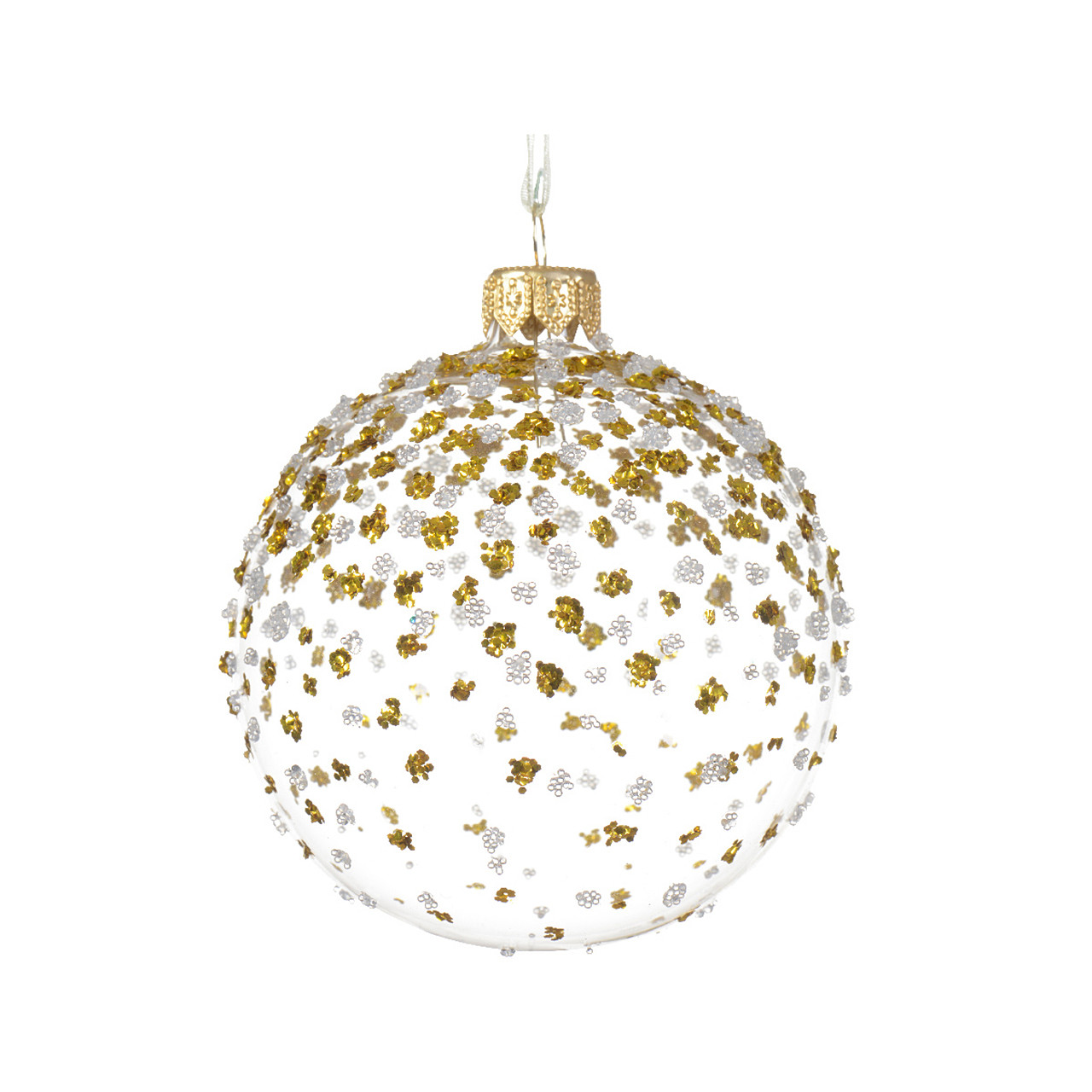 80 mm Clear Sparkle Glass Christmas Ball Ornament