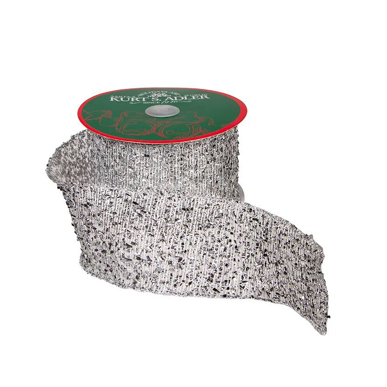 In-Store Only - 2.5 in. x 30 yds. Double Wire Foil Design Ribbon, Silver