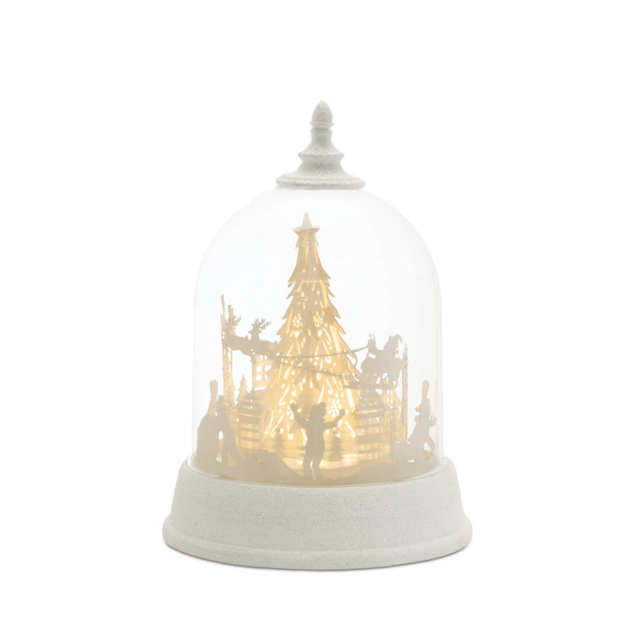 In-Store Only - 8.5 in. LED Battery-Operated Santa and Sleigh Rotating Snow Globe