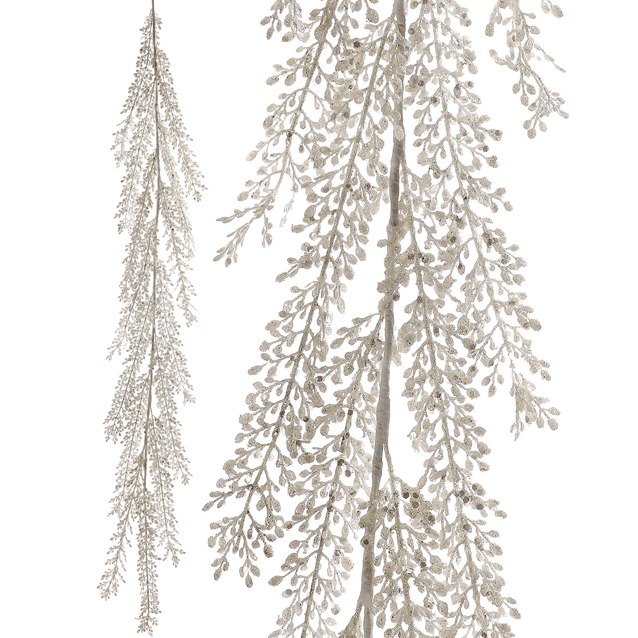 In-Store Only - 4 ft. White Glitter and Sequin Artemesia Garland