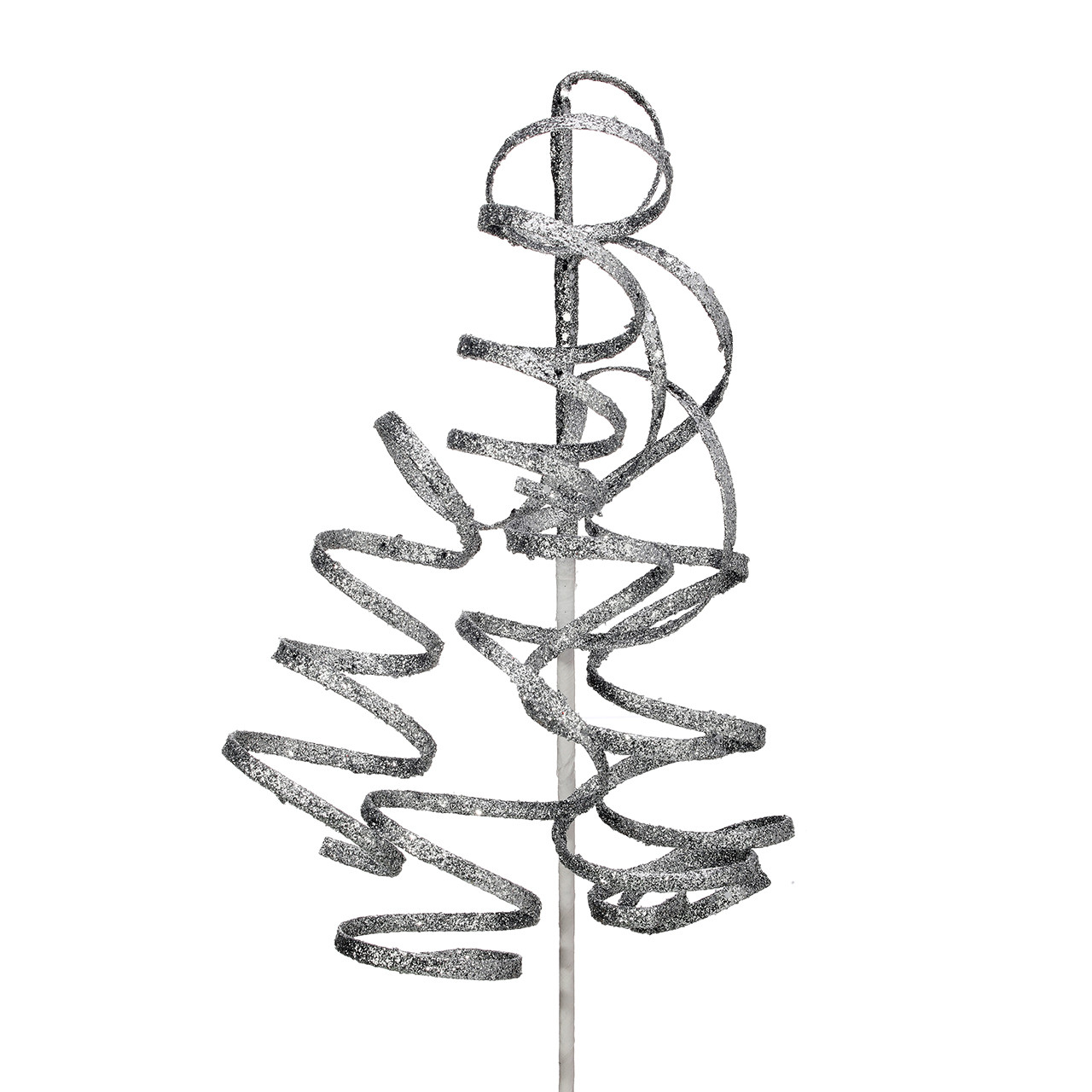 In-Store Only - 26 in. Silver Glitter Curly Q Spray, Assortment of 5