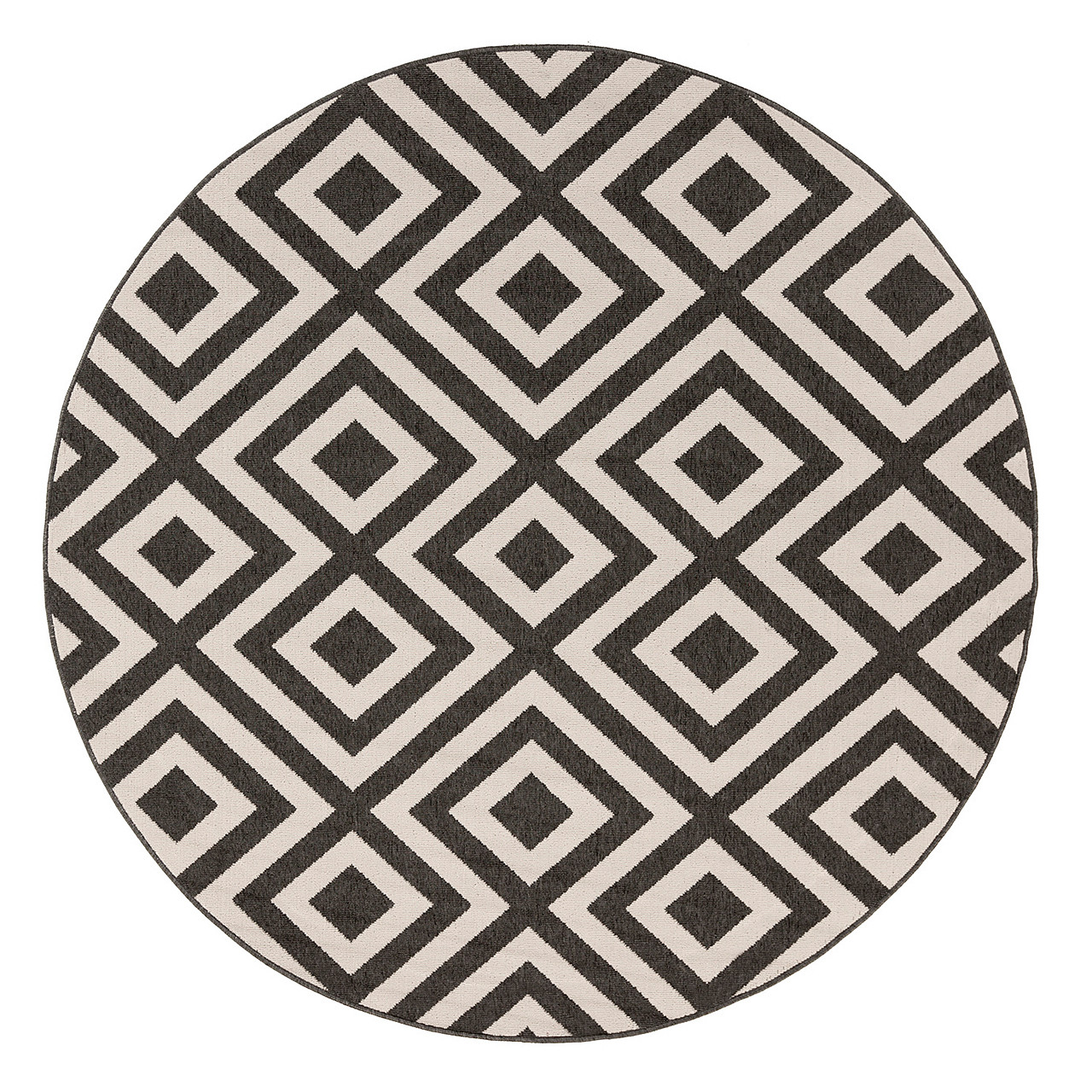 Black Diamond Round Rug - Fortunoff Backyard Store