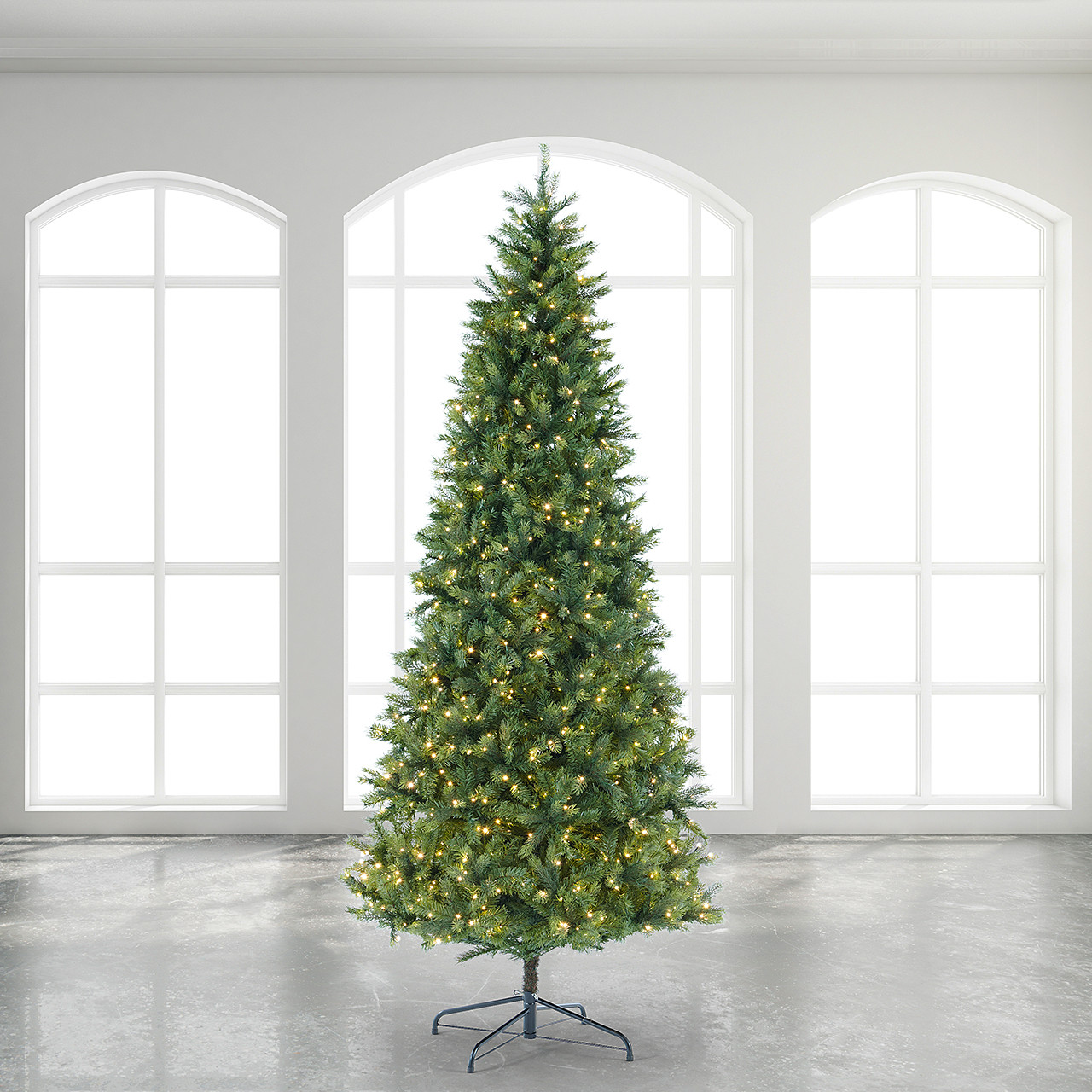 9 ft. Balsam Fir Slim Christmas Tree with 1100 Twinkling Dual LED Lights