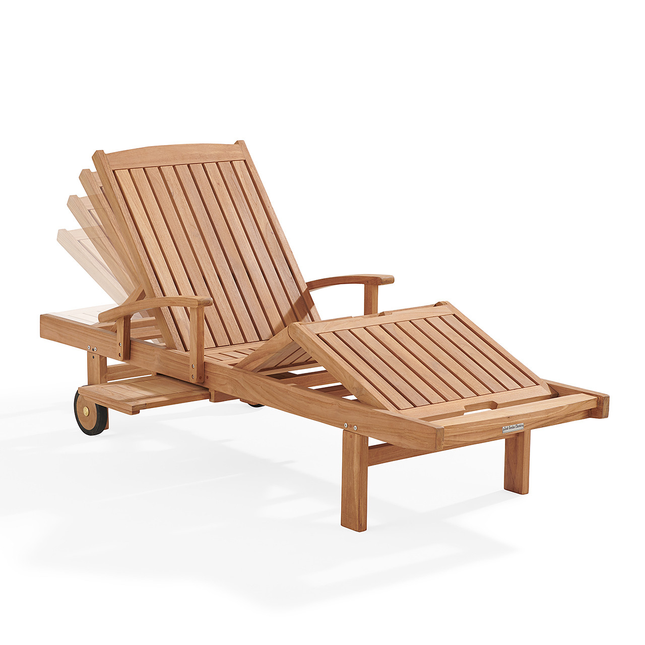 Eastchester Teak Arm Chaise with Tray & Wheels - Fortunoff