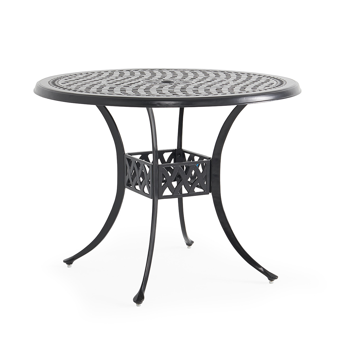 Tivoli Matte Black Cast Aluminum 48 in. D Gathering Height Table 