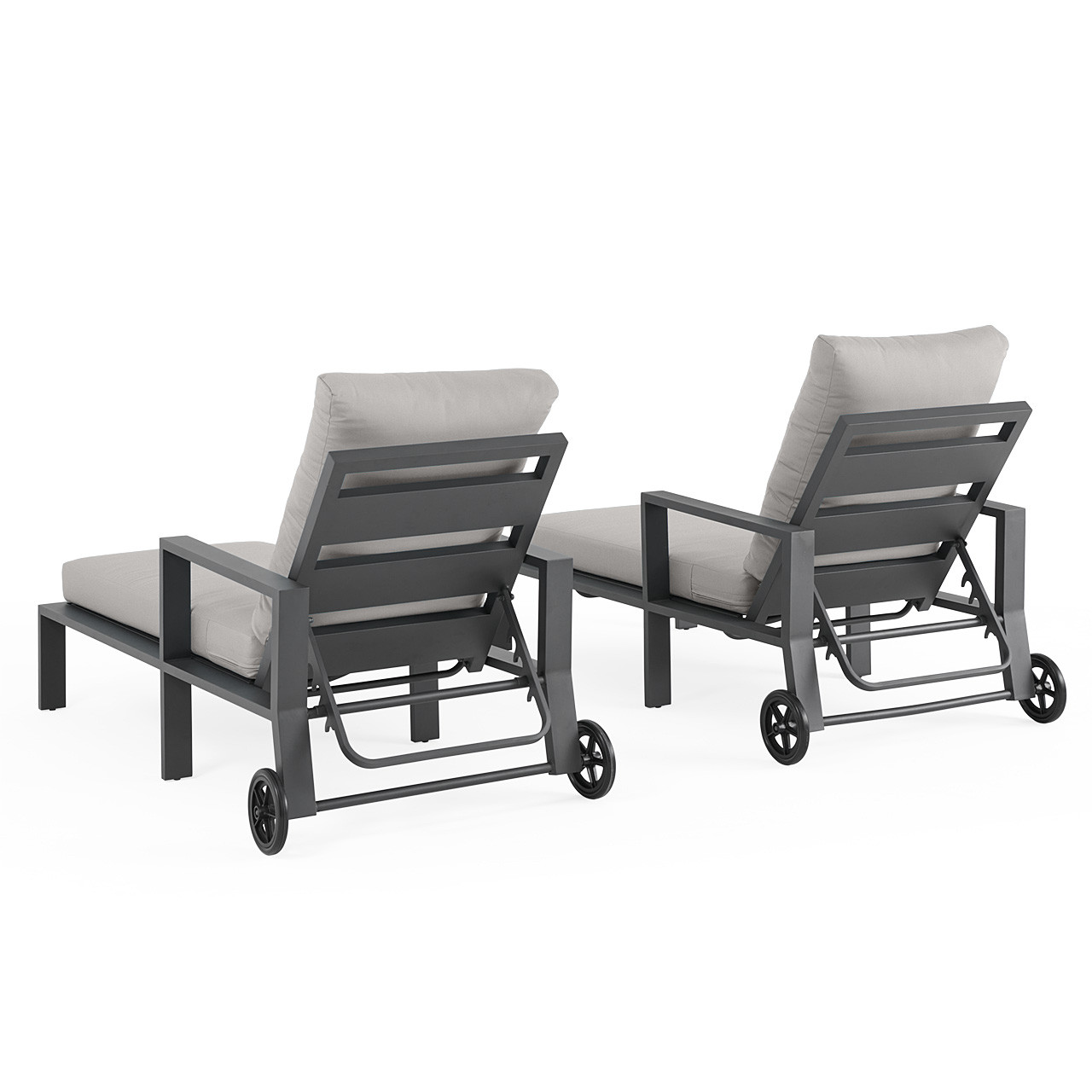 Montecito Charcoal Aluminum with Cushions 2 Piece Chaise Lounge Set