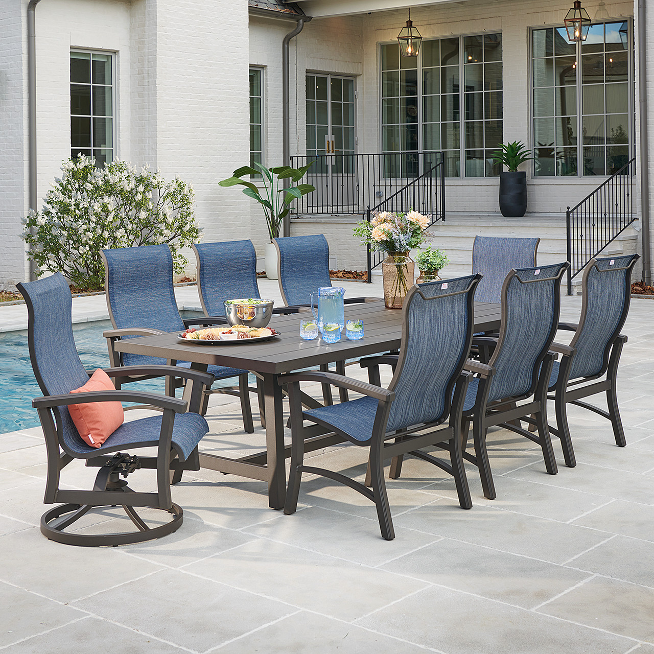 Fairmont Aged Bronze Aluminum with Sling 9 Piece Combo Dining Set
