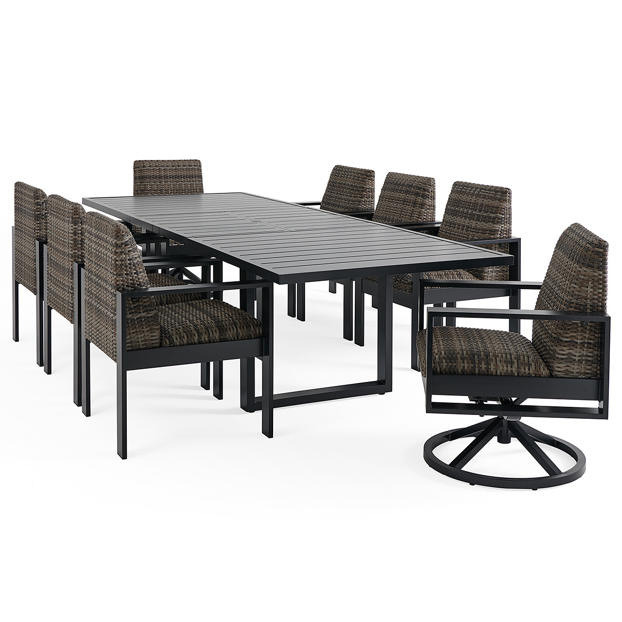 Chelsea Textured Black Aluminum and Weathered Teak Outdoor Wicker