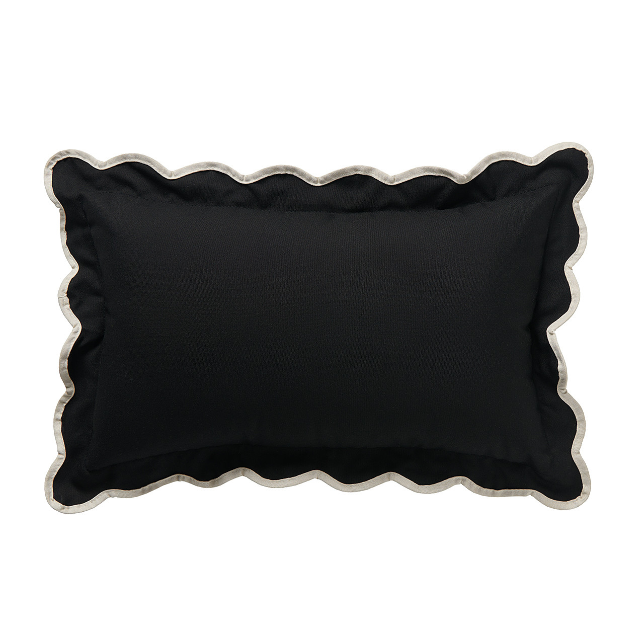 Black and Natural 12 x 20 in. Lumbar Pillow with Welted Flange