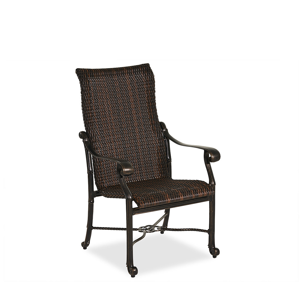 Florence Midnight Gold Cast Aluminum with Chestnut Outdoor Wicker 5 Piece Dining Set + 54 in. D Table Florence Midnight Gold Cast Aluminum with Chestnut Outdoor Wicker 5 Piece Dining Set + 54 in. D Table