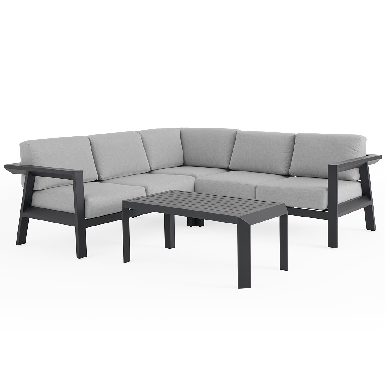 St. Lucia Midnight Aluminum with Cushions 4 Piece Sectional Group