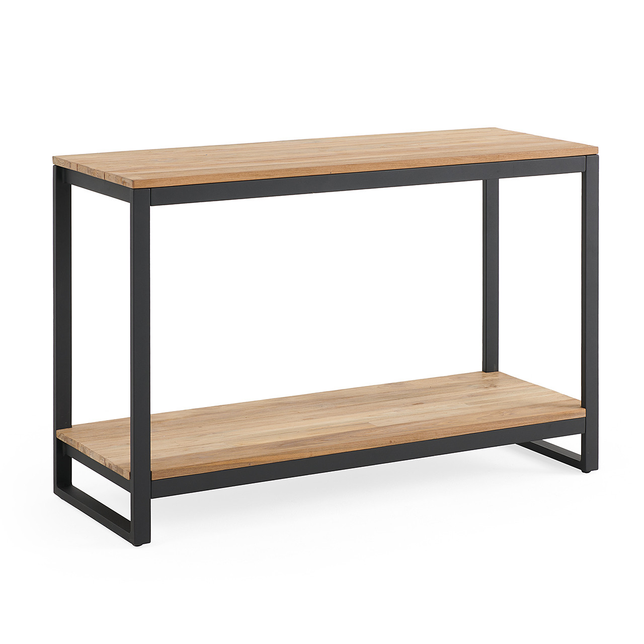 4 ft. x 31 in. Reclaimed Teak and Black Aluminum Console Table