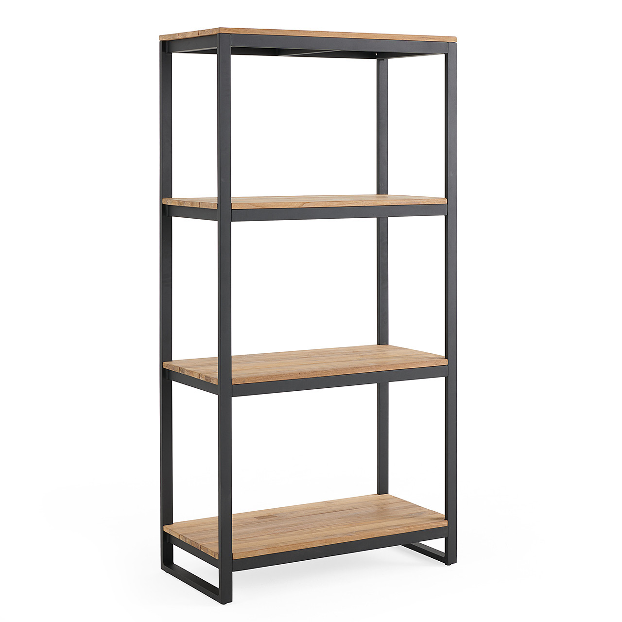 6 x 3 ft. Reclaimed Teak and Black Aluminum Outdoor Storage Shelf