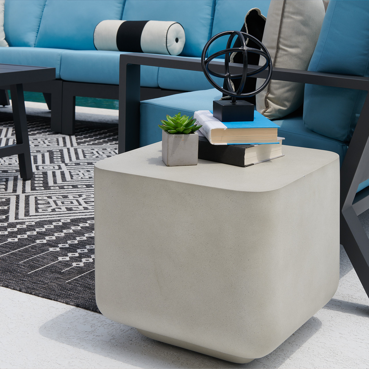 Linen Concrete 18 in. Sq. End Table