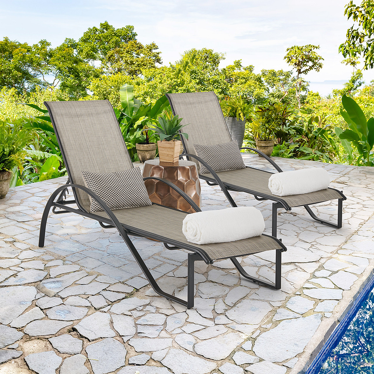 Harbor Aluminum with Sling 2 Piece Chaise Lounge - Fortunoff