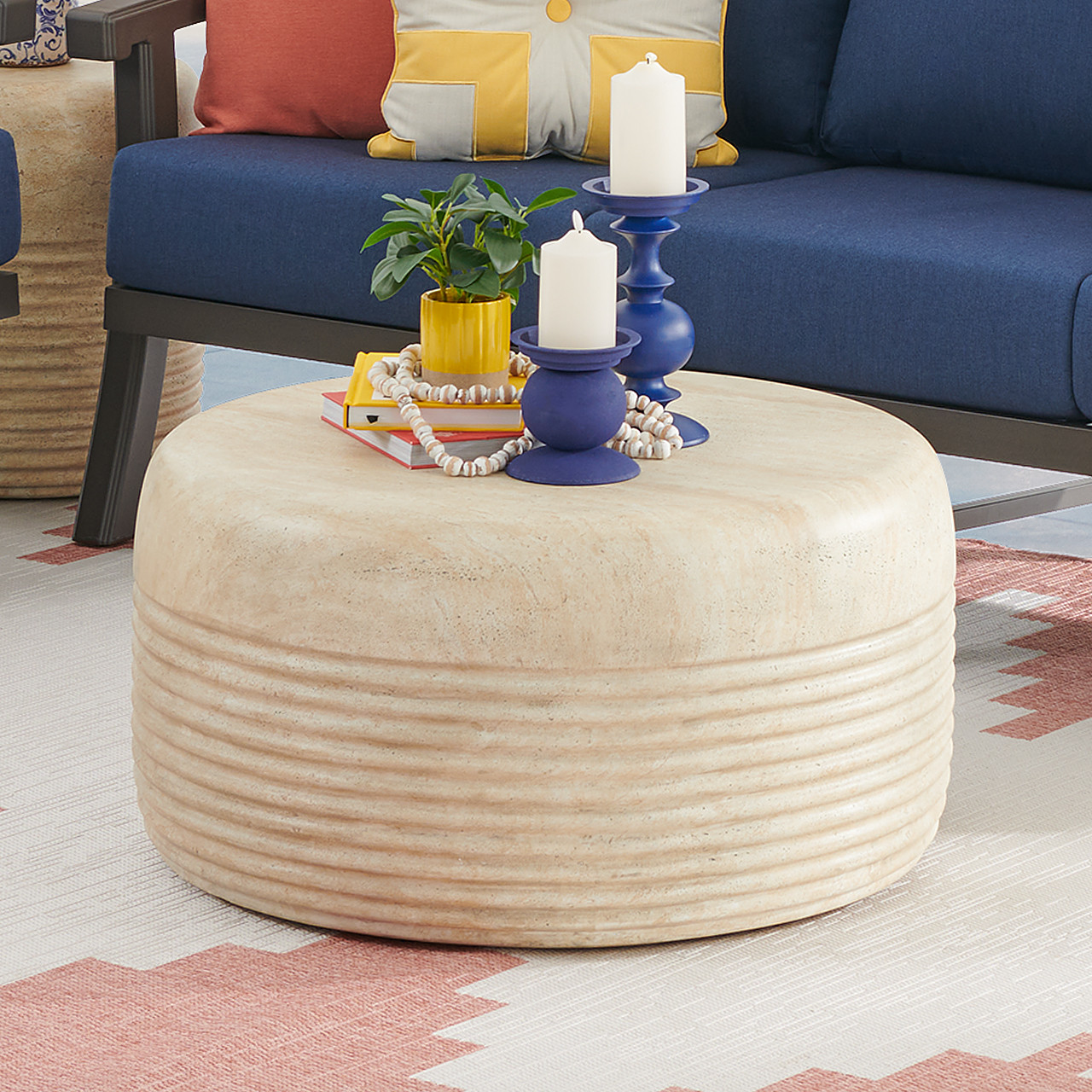 Fairmont Aged Bronze Aluminum with Cushions 3 Piece Swivel Sofa Group + 31 in. D Coffee Table