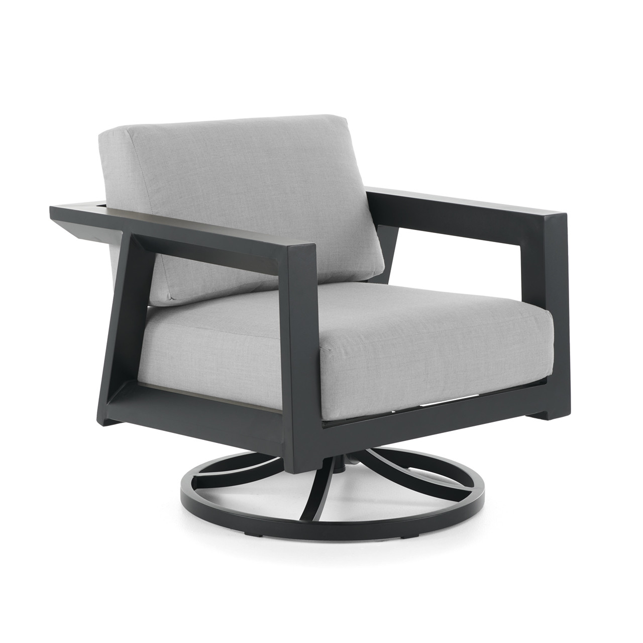 St. Lucia Midnight Aluminum with Cushions Swivel Rocker Club Chair