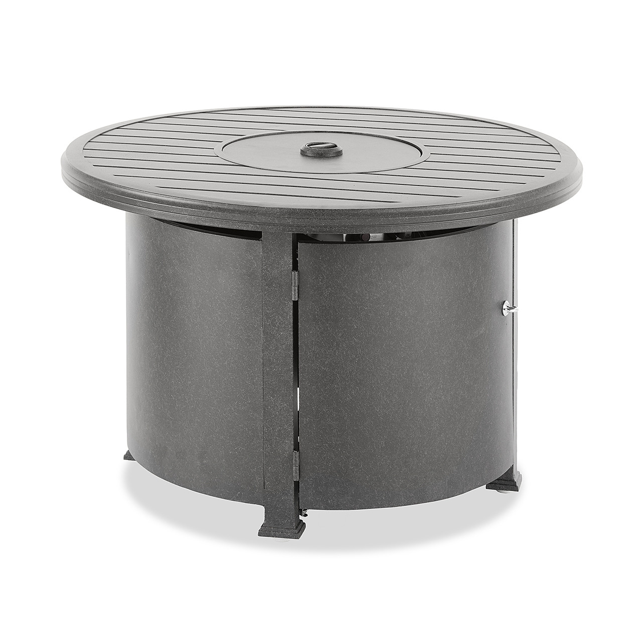 Carlisle Saddle Grey Cast Aluminum 36 in. D LP Fire Pit Slat Top Table